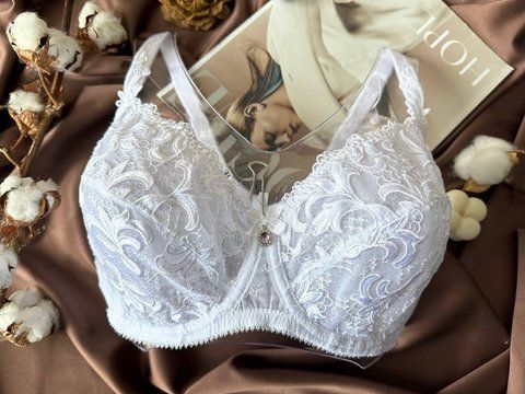 Кружевной бюстгальтер с вышивкой Lanny Mode 11294 белый, чашка C 1234 фото