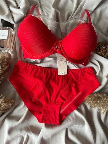 Комплект бюстгальтер push-up + трусики слипы 8319В Weiyesi красный 85B 1319-в фото