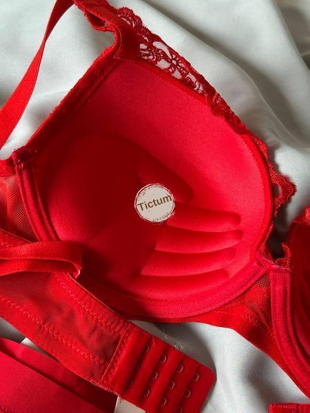 Комплект бюстгальтер push-up + трусики слипы 2386 Weiyesi красный 80D 1423 фото